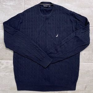 NAUTICA Navy Blue Cable Knit Sweater